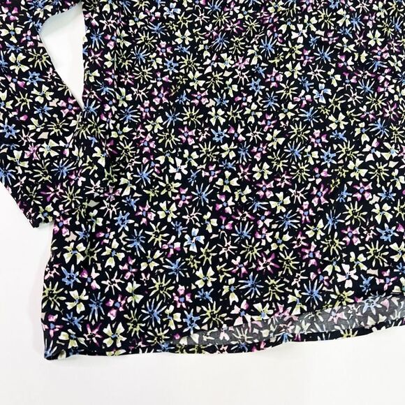 J. Jill Blouse Womens Small BlackPack & Multi-Color Floral Print Long-Sleeve new - Picture 2 of 12